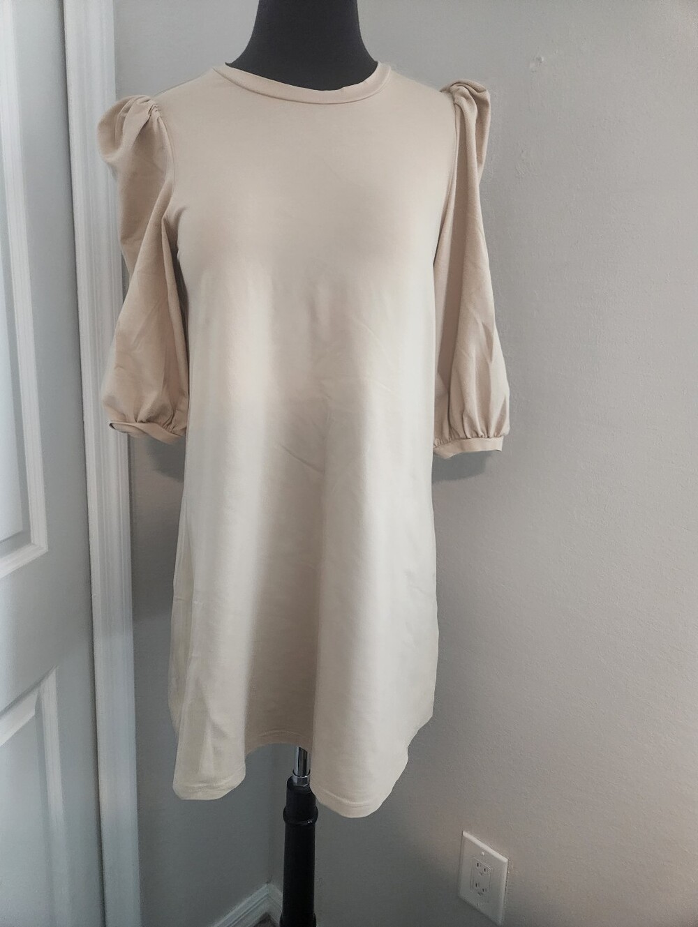 TCEC Cream Puff-Sleeve Mini Dress